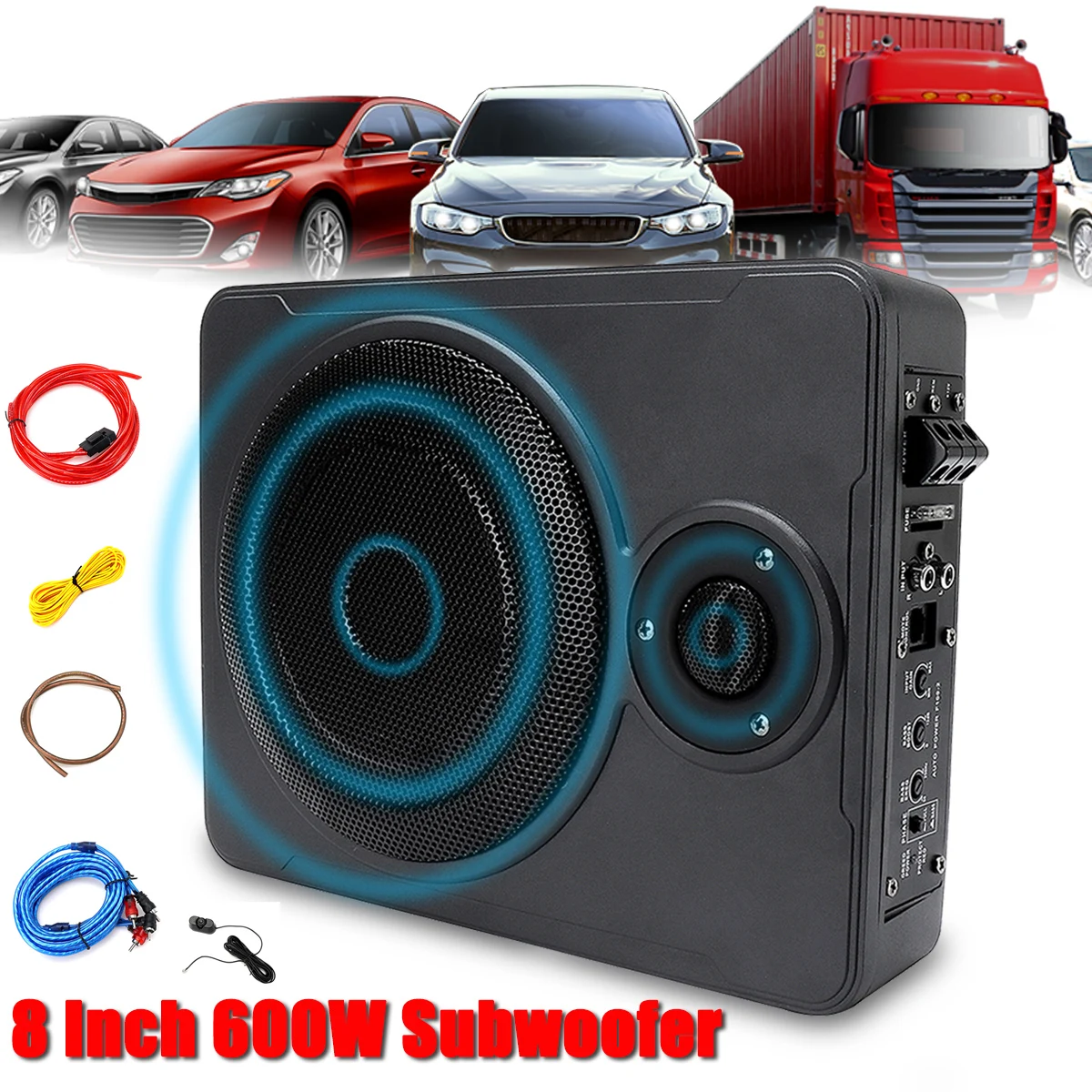 Nieuwe Universal 8 Inch 600W bluetooth Auto Ultra-Dunne Audio Actieve Subwoofer Auto Onder Seat Sub Versterker Auto audio Speaker System Nieuwe Universal 8 Inch 600W bluetooth Auto Ultra-Dunne Audio Actieve Subwoofer Auto Onder Seat Sub Versterker Auto audio Speaker System