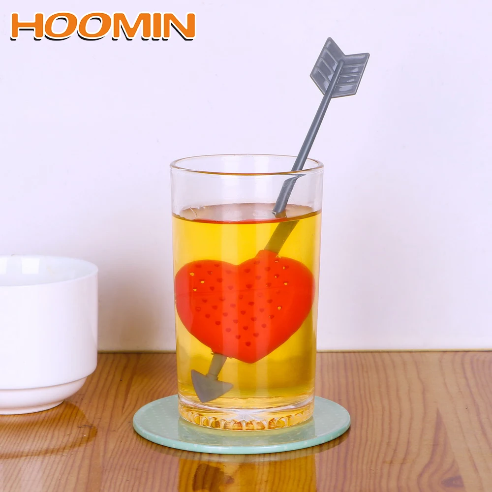 

HOOMIN Arrow Through Heart Shape Tea Infuser Herbal Filter Diffuser Empty Tea Bags Kitchen Supplies Creative Tea Strainer