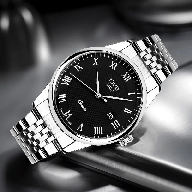 

CIVO Mens Watches 30M Waterproof Date Analogue Men Watches Stainless Steel Business Casual Quartz Wrist Watch Clock Men Relogio