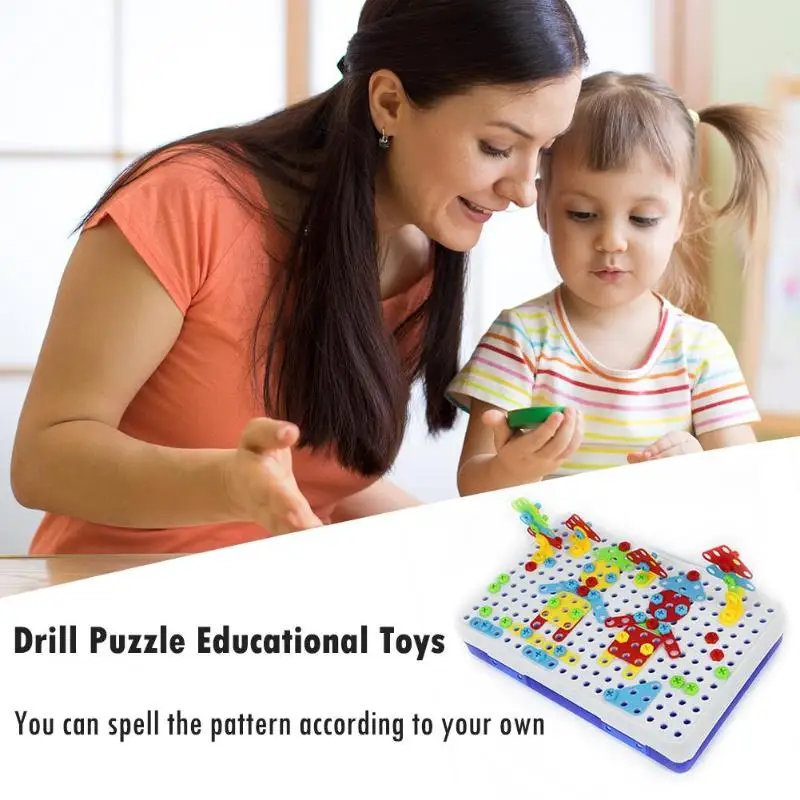 

150PCS Children Toys Drill Puzzle Educational Toys DIY Kids Drill Puzzle Educational Toys Screw Group Tool Kits Jigsaw Toy