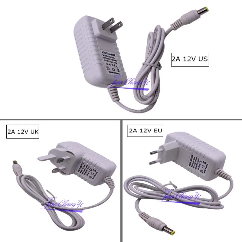 DC12V 1A 2A 3A адаптер питания белая крышка 12 В трансформатор для светодиодный Светодиодный светильник-лента бар светильник светодиодный драйвер США/ЕС вилка