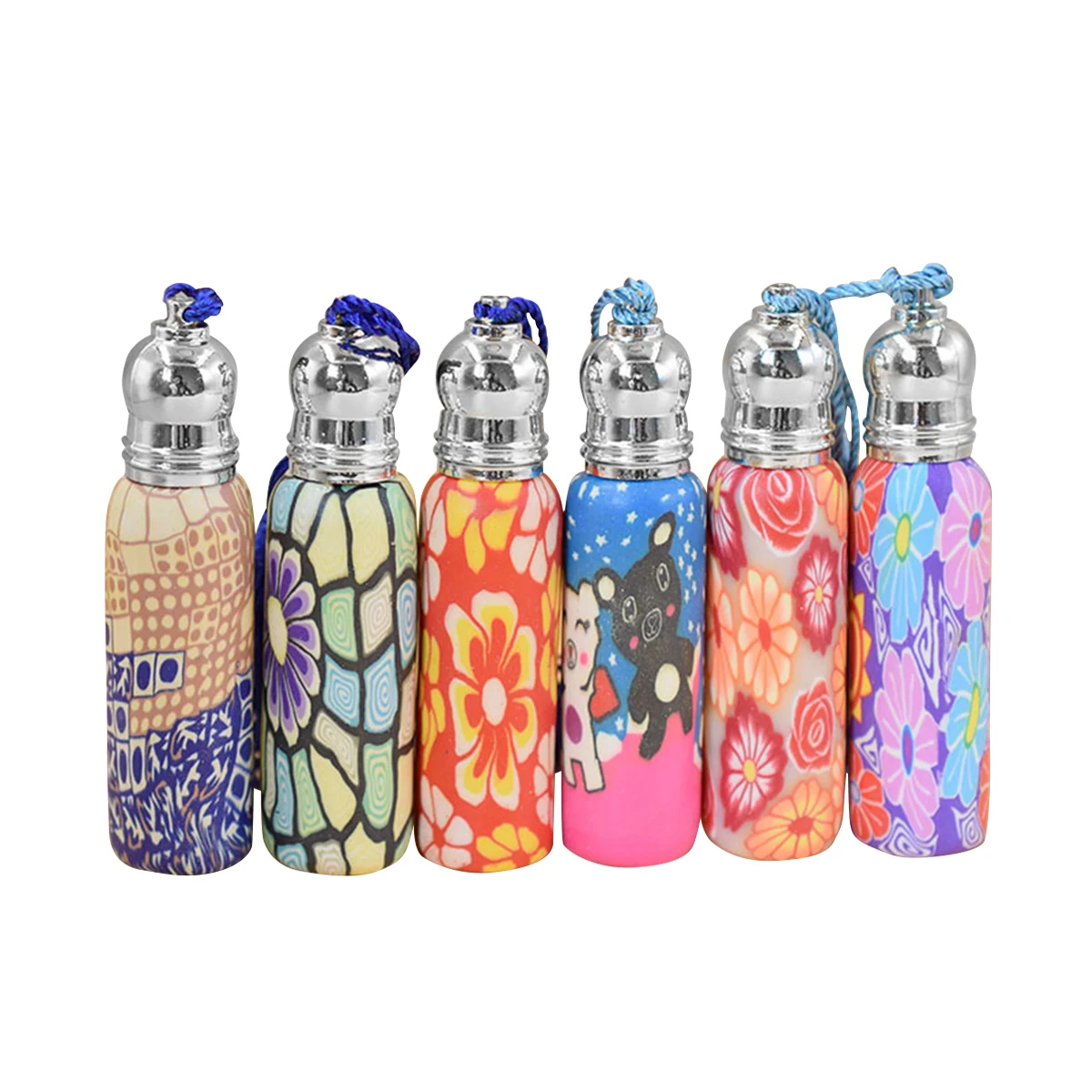 

10ml empty perfume roll on bottle polymer clay essential oil bottles with glass ball Perfumes Lip Essential Oil Roller gift