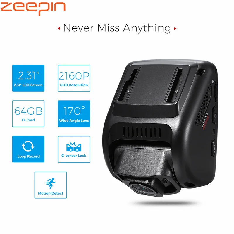 

ZEEPIN T690C Car Dash Cam 2.31-inch G-Sensor 2160P UHD Car Driving Recorder 170 Degree Super Wide Angle Lens G-sensor locks