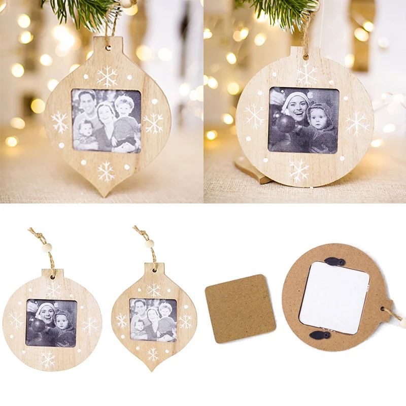 

Xmas Tree DIY Pendant Hot Photo Frame Wooden Christmas Pendants Home Ornaments