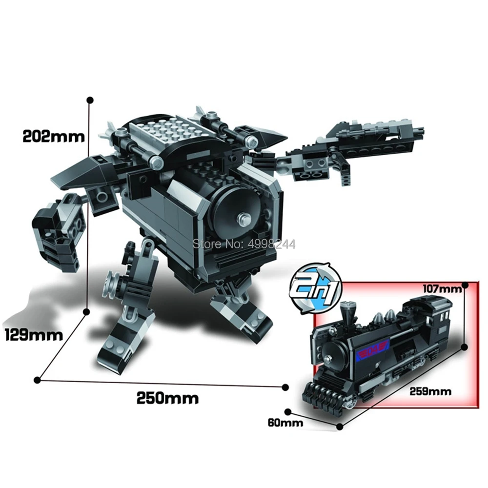 

6242 486pcs 2in1 Transformation Mech Mecha Train Building Block Bricks Toy