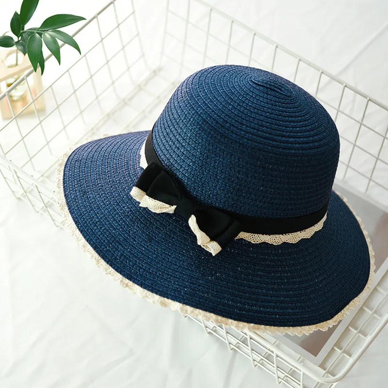 2018 HEIßER mode frau sommer hüte weibliche stroh hut casual mom-kid breite krempe strand hut Nette bowknot sonne hüte