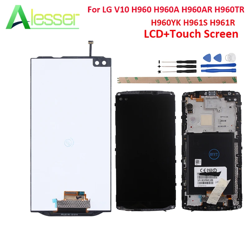 

Alesser For LG V10 H960 H960A H960AR H960TR H960YK H961S H961R LCD Display Touch Screen With Frame Screen Digitizer With Tools