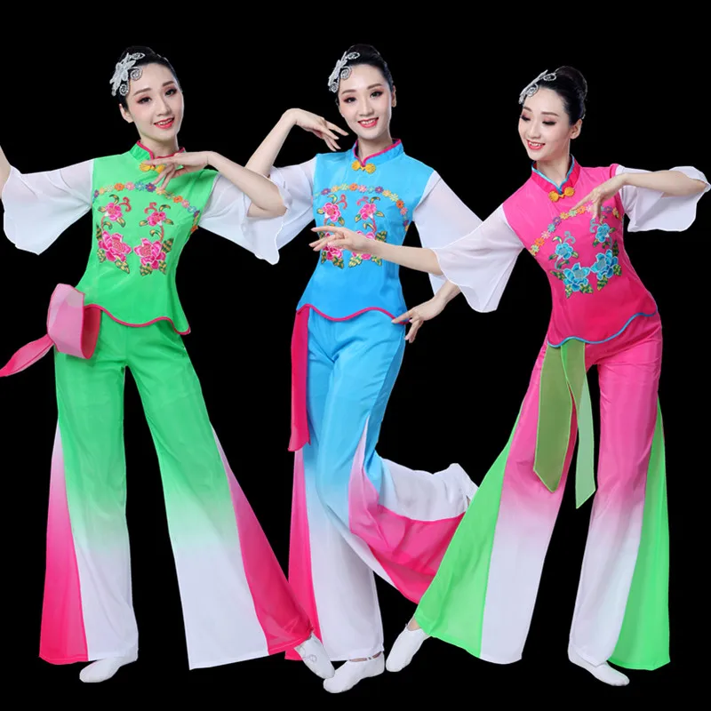 Hanfu Национальный танцевальный костюм для выступлений классический танцевальный веер Традиционный китайский танцевальный костюм