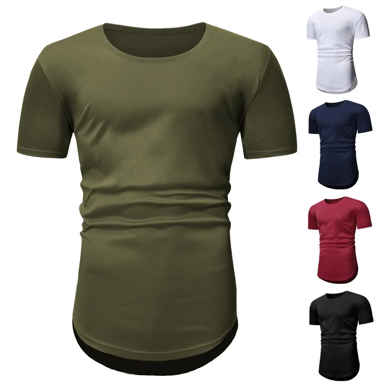 Летняя мужская длинная футболка, мужские топы, хип-хоп футболка, Мужская футболка с коротким рукавом, длинная линия, повседневные футболки