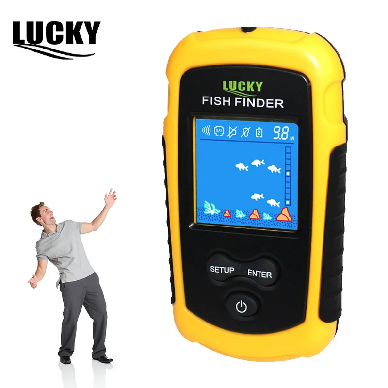 محظوظ سونار قارب الصيد صياد السمك المحمولة اللاسلكية الاستشعار سونار Fishfinder 100 M عرض خاص لشاشات LCD شاشة السونار FFC1108-1