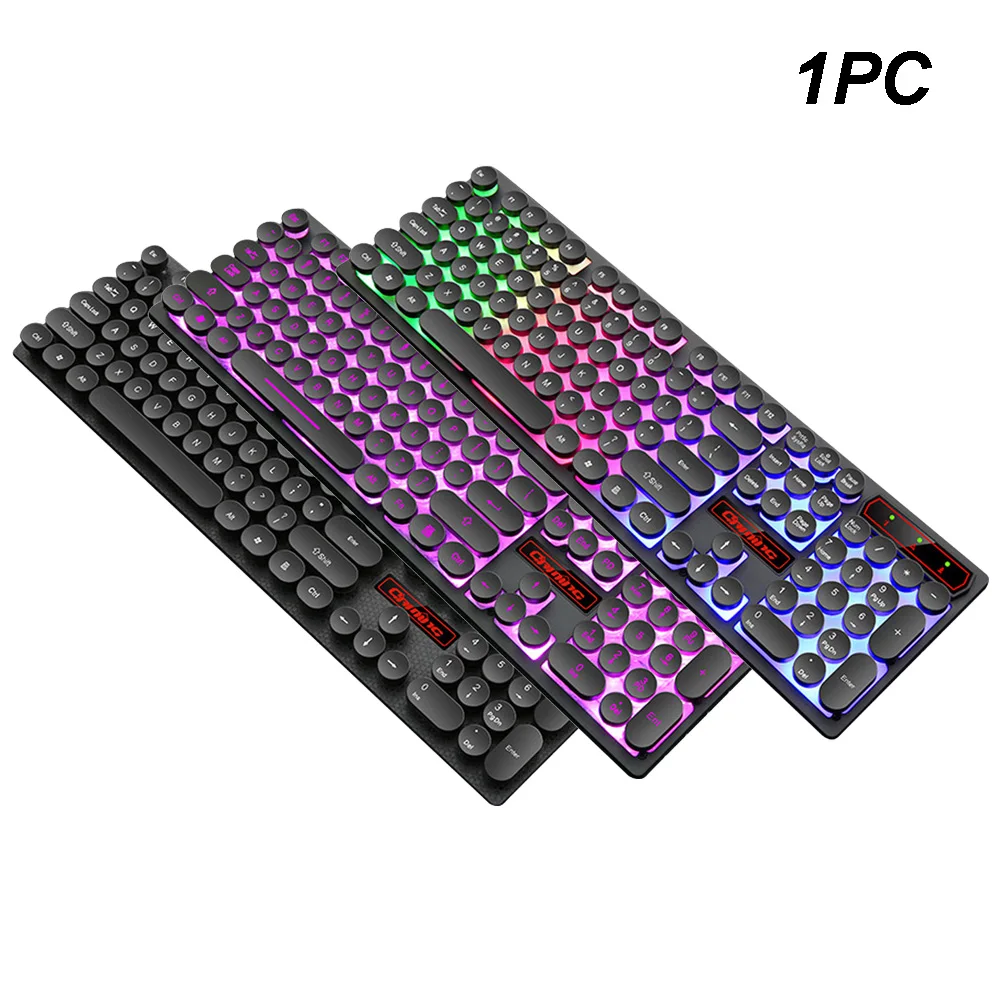 

Illuminated Mechanical Backlight Gaming Keyboard Waterproof Professional Desktop USB Wired Durable Computer Led Retro Ergonomic