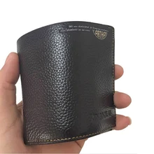 Genuine Leather Men Wallet Vintage Luxury Wallets Men Solid Bifold Short Purse Male Cowhide Leather Wallet with Card Holder european american hot rock band music wallets heavy metal band metallica wallet bifold card holder leather fans men women wallet