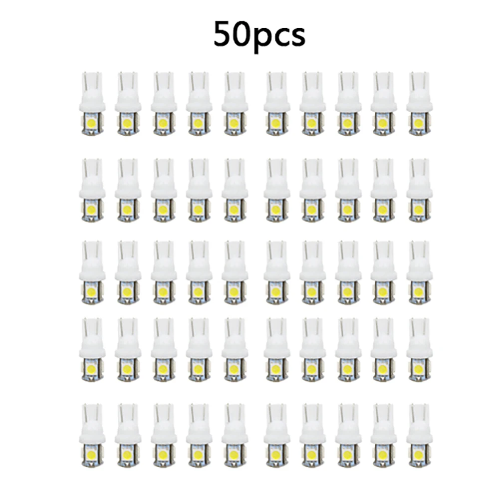 50Pcs Super White T10 Wedge 5-SMD 5050 LED Light bulbs W5W 2825 158 192 168 194