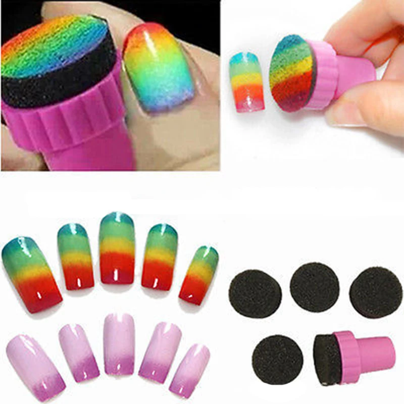 1 комплект 4 x Губка для замены лака для ногтей штамповка DIY дизайн набор спонж щетка для ногтей штампы маникюрные ногтей