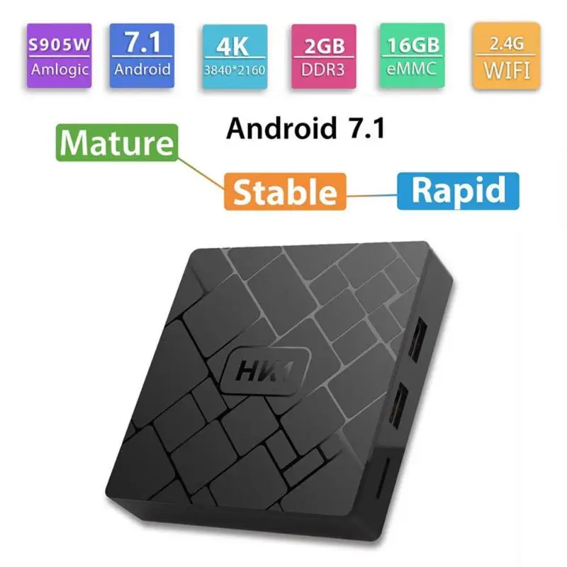 

ALLOYSEED HK1 Android 7.1 S905W Quad Core 2G+16G Smart TV 4K 3D 2.4G WiFi Set-top Box Media Player with Remote Control