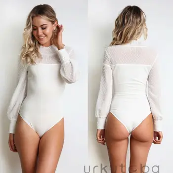 

New Fashion Women Long Sleeve Slim Sexy Bodysuit Stretch Ladies Leotard Body Tops Jumpsuit