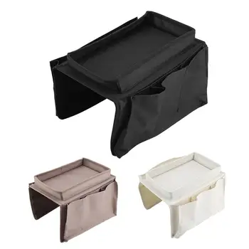 

Sofa Armrest Hanging TV Remote Control Organizer Couch Storage Bag with Cup Magazine Storage Bags Tray Home Holder Food
