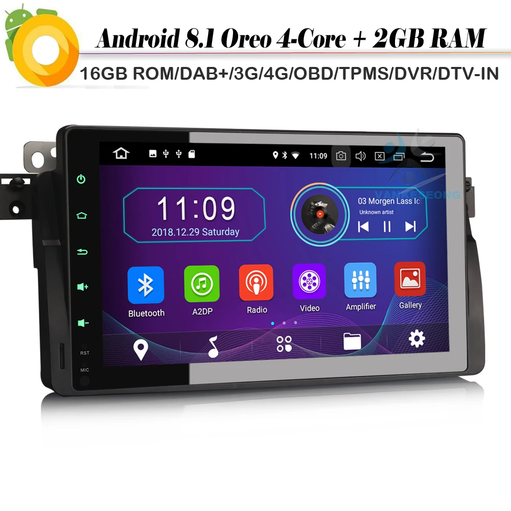 9 &quotDAB + четырехъядерный Автомобильный GPS навигационный плеер Android 8 1 Авторадио Sat