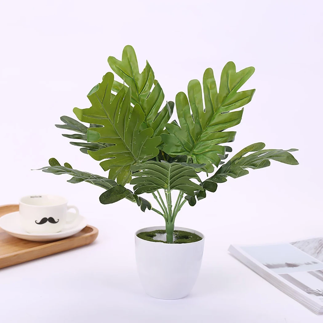 

2pcs Artificial Flowers Fake Plastic Leaf Garland Foliage Green Plant For Home Garden Wedding Party Decorations Plant Artificiel