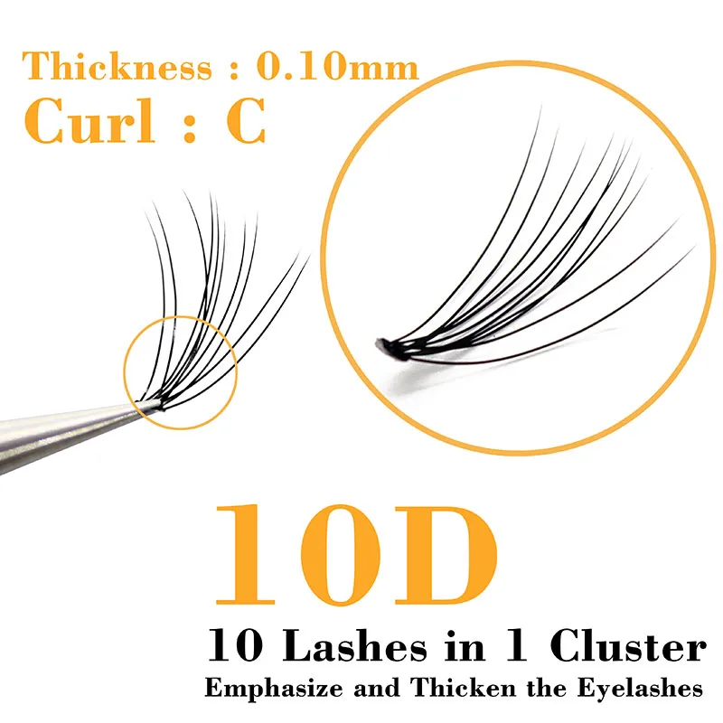 Kimcci 60knots/Case Natural False Eyelash Extension Makeup 10D Mink Individual Faux Eye Lashes Professional Fake Grafting Cilias