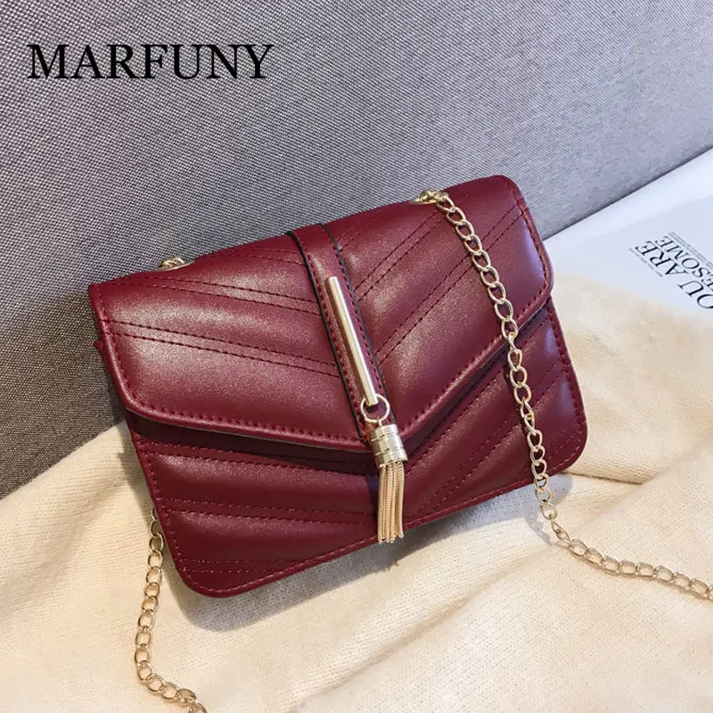 

MARFUNY New Fashion Flap Tassel Women Messenger Bags High Quality Crossbody Bag PU Leather Mini Female Shoulder Bag Handbags