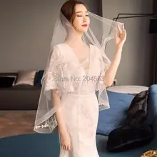 Двухслойная кружевная свадебная вуаль Романтические Свадебные вуали с гребешком