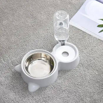 

Pet Supplies Dog Bowl Detachable Design 2 In 1 PP Stainless Steel Automatic Water Dispenser Feeder Drinker Cat Ears Shaped Bowl