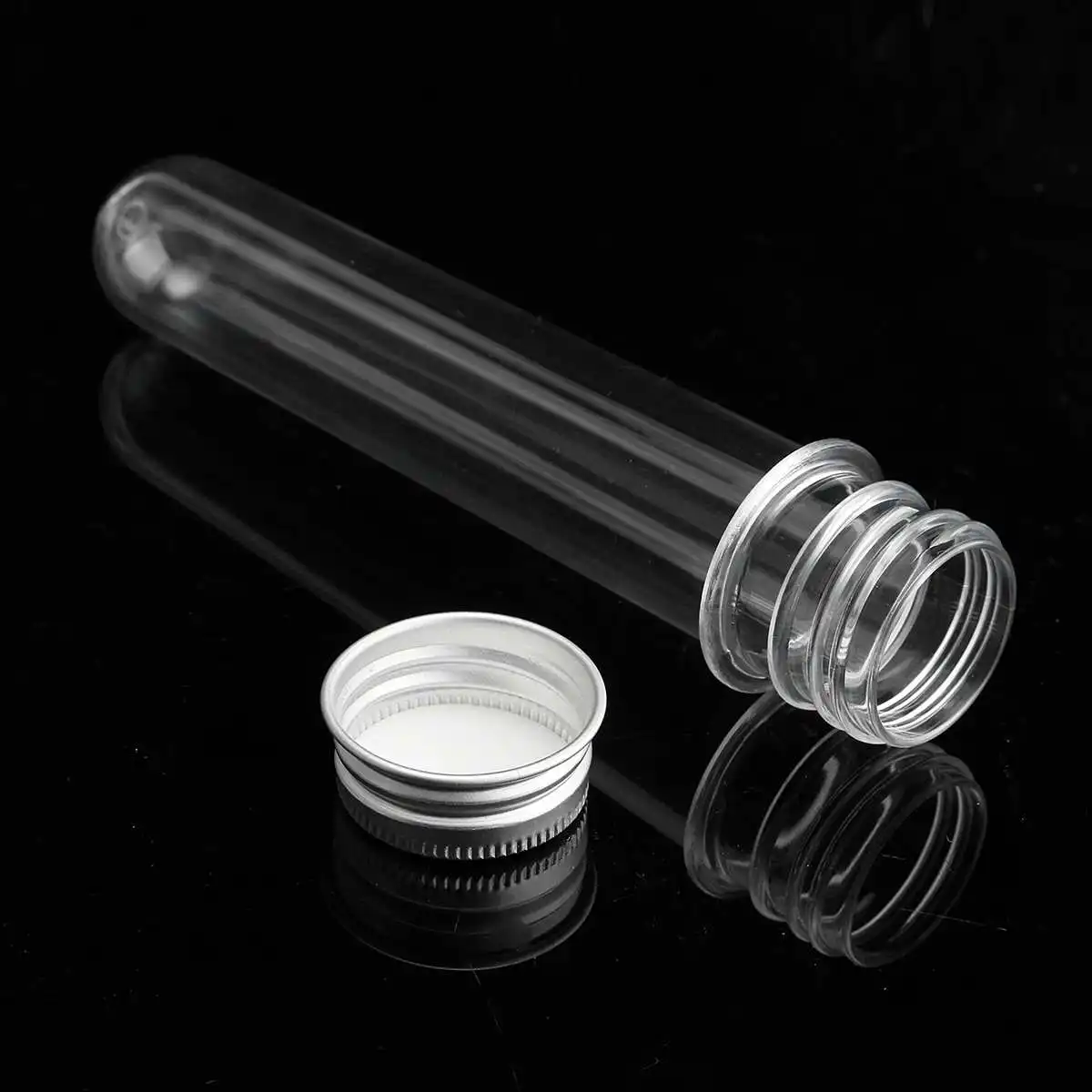 

1x 40ml Laboratory Test Tube + Metal Caps Stoppers Screw Top Lid Wedding Favours Clear Plastic Test Tubes Transparent Test Tube