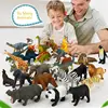 12Pc/set Plastic Zoo Animal Figure Tiger Leopard Hippo Giraffe Kids Toy Lovely Animal Toys Set Gift For Kids Puzzle Learning Toy 1