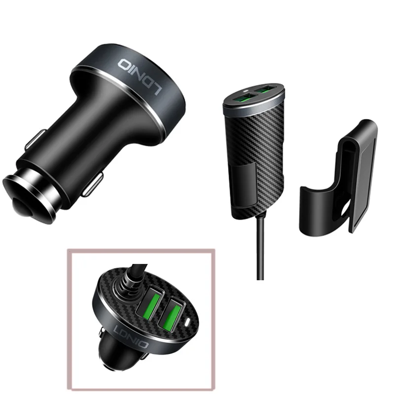 جديد 4 ميناء USB شاحن سيارة ل عودة الجبهة مقعد مع 1.2 M تمديد كابل لسامسونج S7/S7 ل HTC ل LG ل Xiaomi ل فون