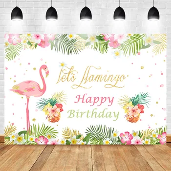 

Mehofoto Flamingo Backdrop Hawaiian Party Aloha Birthday Backdrops for Photography Pineapple Colorful Flowers Photo Background