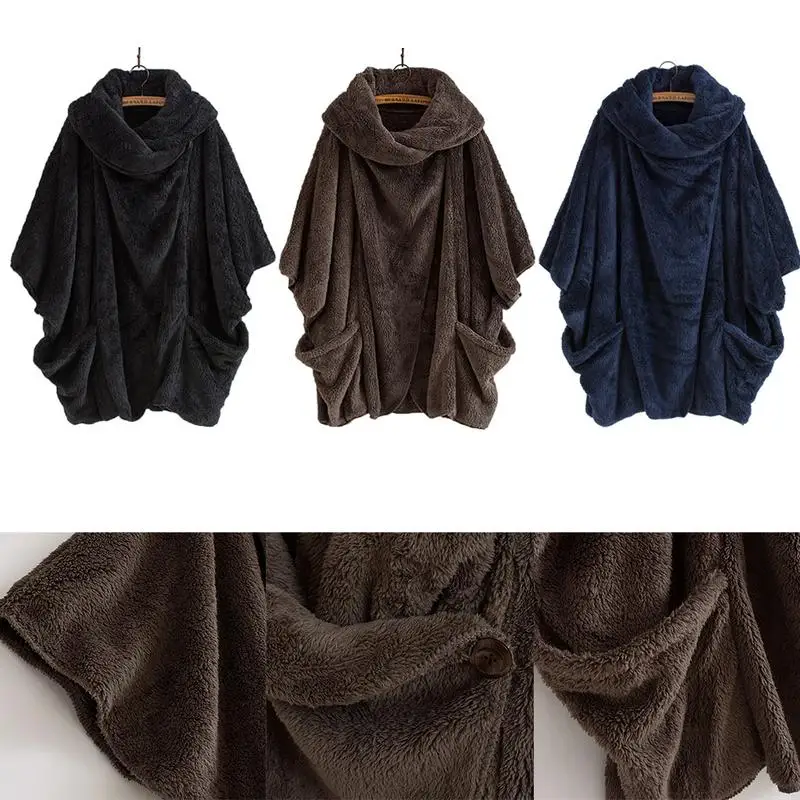 2018 New Autumn Winter Fashion Women Batwing Sleeve Solid Fluffy Fleece Faux Fur Outerwear Warm Sweatshirt Coat Harajuku