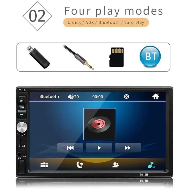 Best VODOOL 7012B 2 Din Car Radio 7" Touch Screen Stereo Video MP5 Player Autoradio Bluetooth AUX USB FM Auto Audio Multimedia Player 2