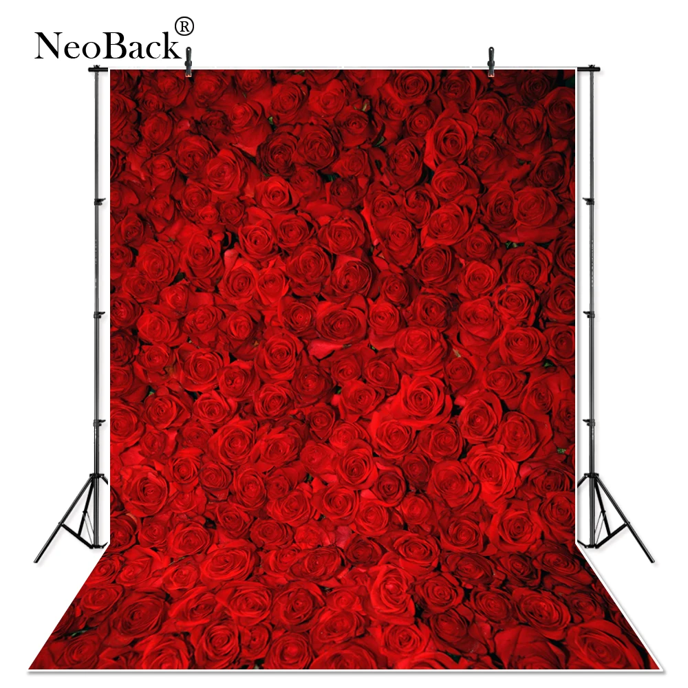 

NeoBack 5x7ft Vinyl Cloth New Born Baby Photography Backdrop Red Rose Wedding backdrops Printing Studio Photo backgrounds P1874