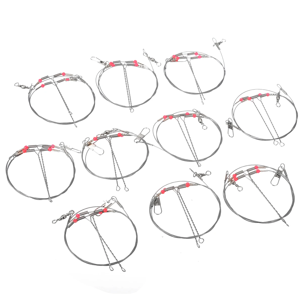 

New 10Pcs Fishing Wire Line Leash Lure Fishhook Line Trace Wire Leader Swivel Snap Spinner Spinning Fishing Tackle High Quality