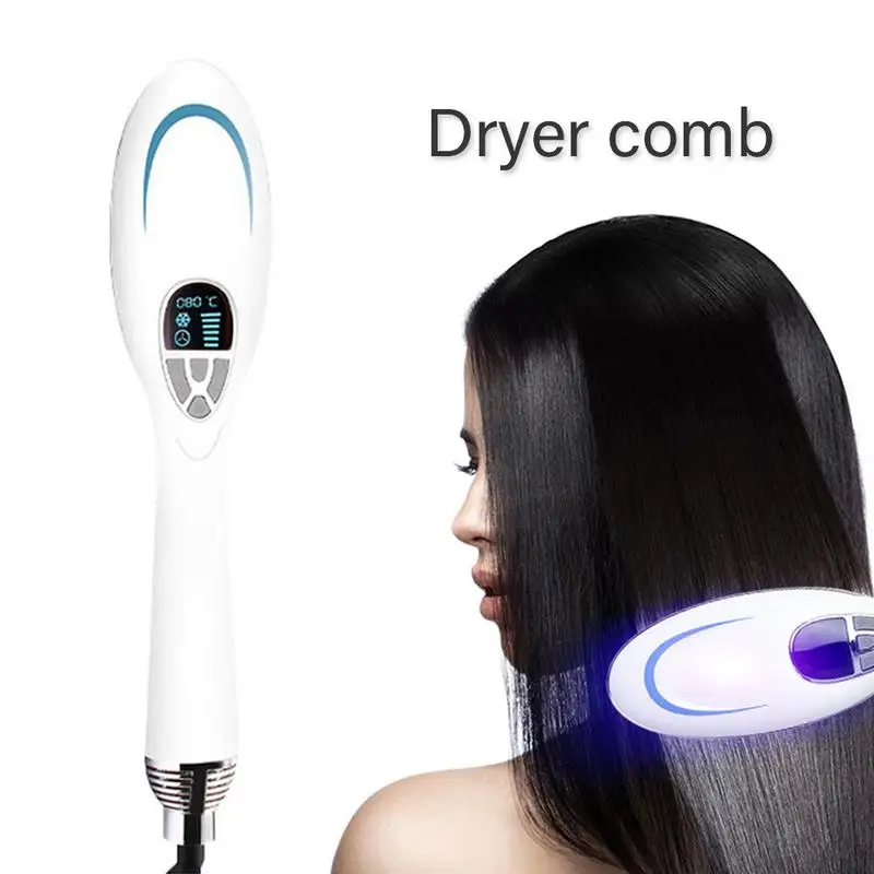 

2-in-1 New Electric Hair Comb Negative Ion Hair Dryer Comb Titanium Alloy Electric Hot Cold Constant Temperature Dry Hair Comb