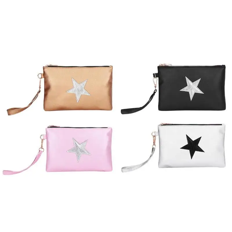 

Leather Ladies Long Handbag Waterproof Star Wristlets Zipper Women Wallet Casual Party Evening Clutch Bag Coin Card Holder Purse