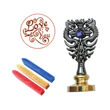 Подпись индивидуальная восковая печать комплект печатей Love you металлический Дракон ручка Винтаж Свадебные приглашения(дракон черный