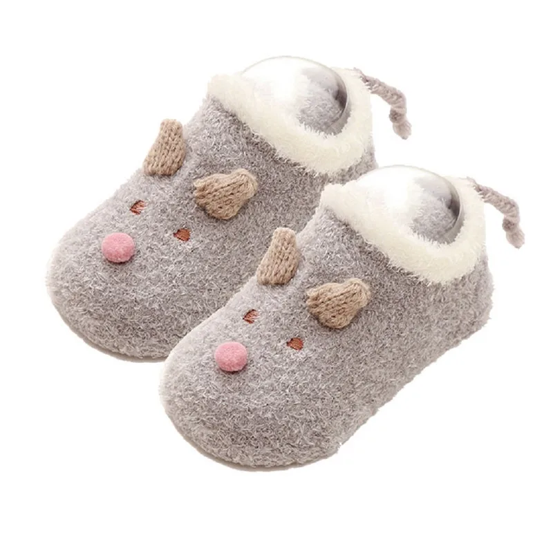 US 0-5Y Newborn Baby Boots Slipper Socks Kid Cartoon Winter Warm Anti-slip Shoes