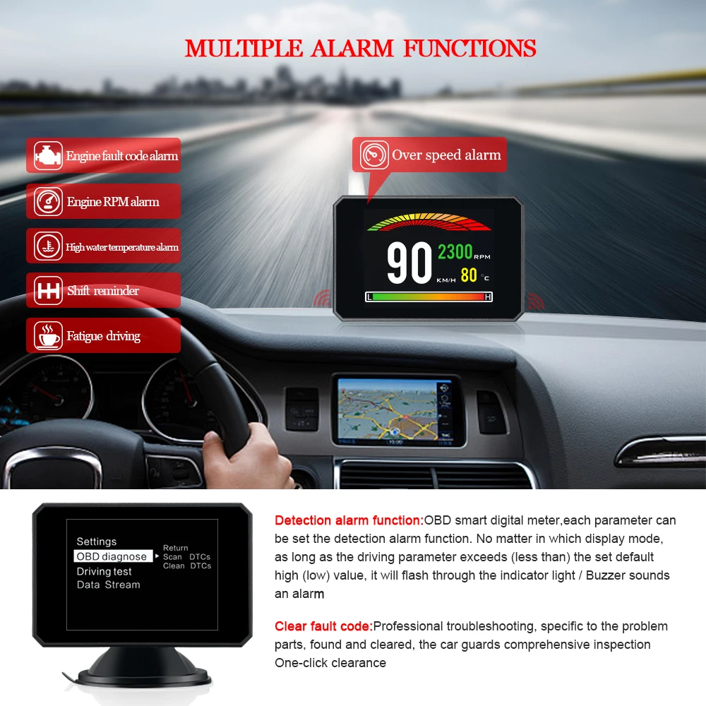 VJOYCAR OBD Hud Head Up Автомобильный дисплей стоячий/перевернутый бортовой компьютер