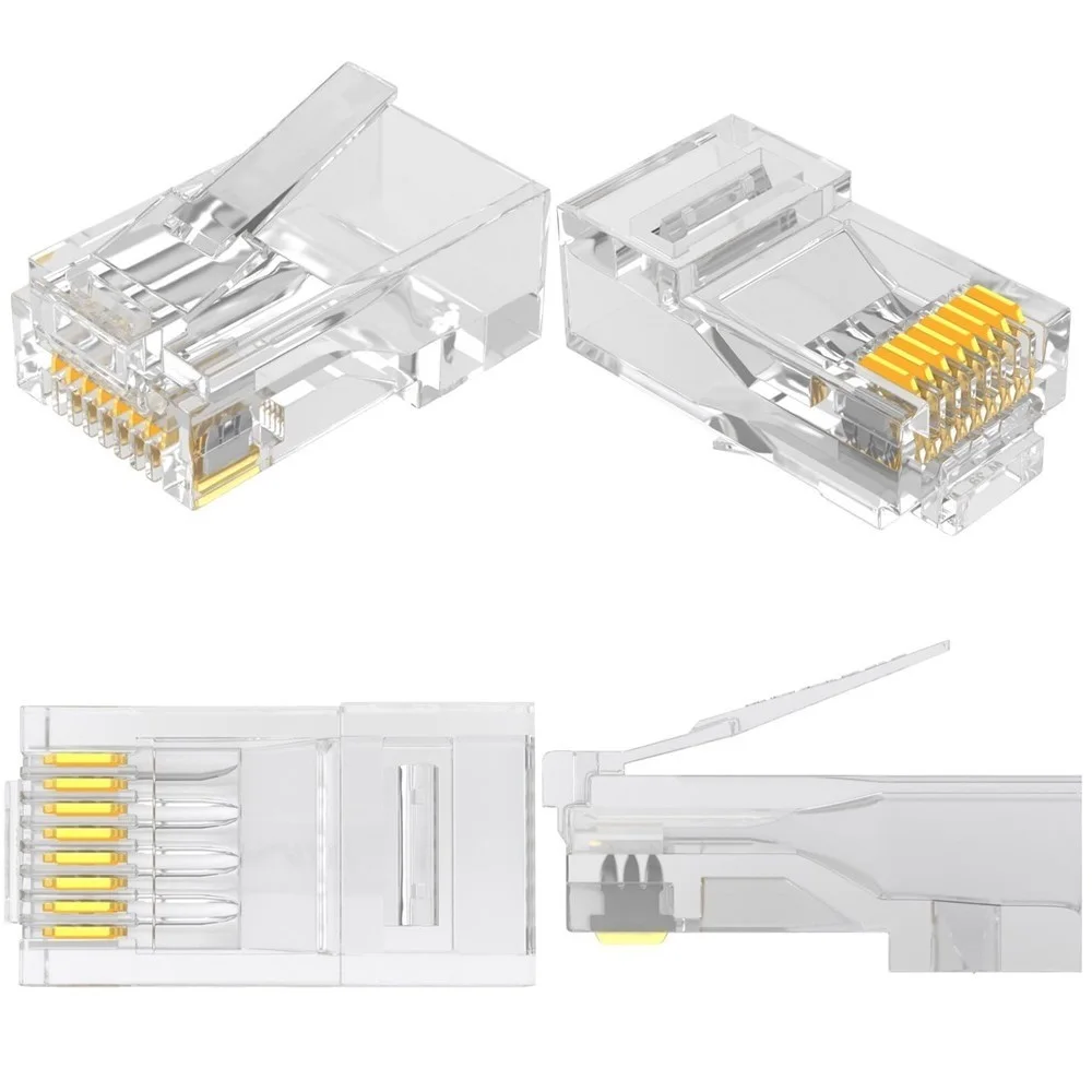 

Cat5 Rj45 8p8c Modular Connector Cable Cat5e Ethernet Cat 5 Cable Head Gold Plated Crimp Connector Rj 45 Network