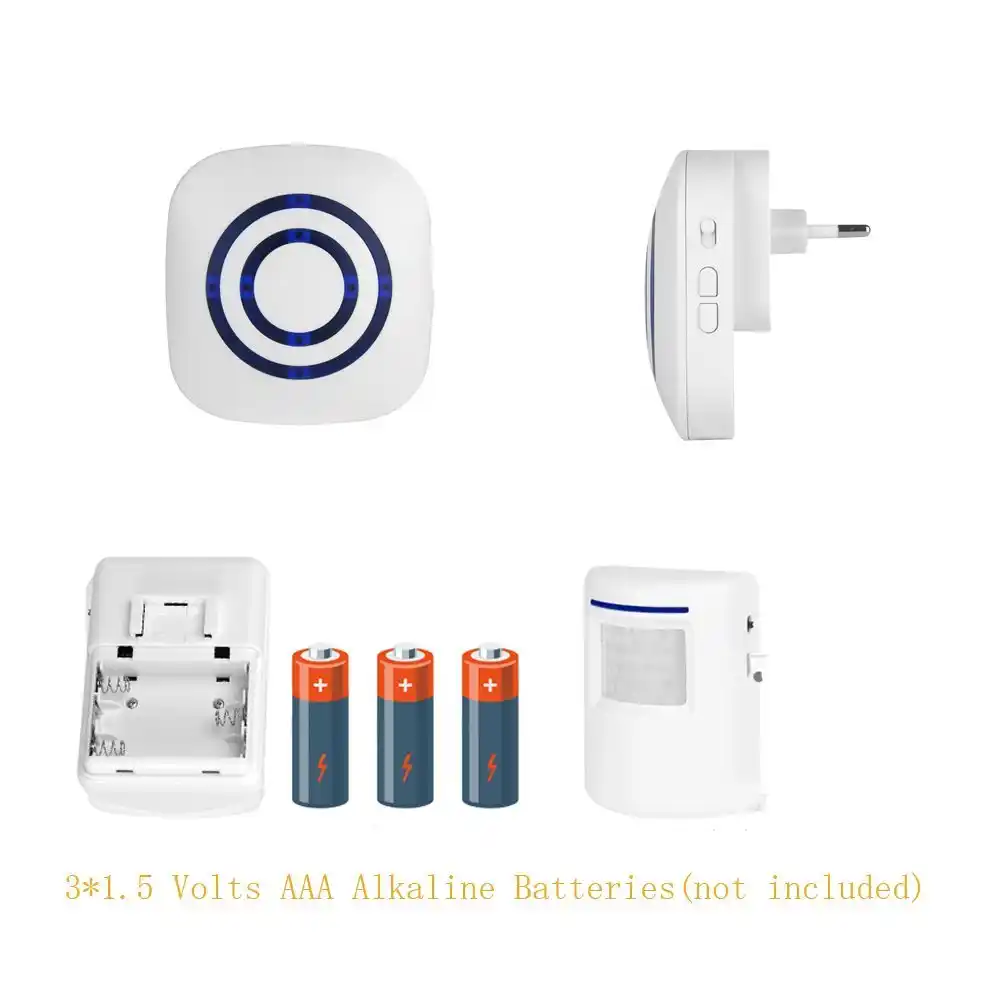 Door Chime Wireless Business Door Motion Sensor Detector Smart Visitor Doorbell Home Security Driveway Alarm With 1 Plug In Re