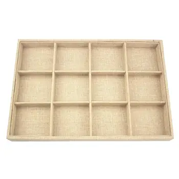 

Jewelry Tray 12 Grids Stackable Sackcloth Removable Jewelry Box Display Organizer Showcase For Bracelet Watch Necklace Storage