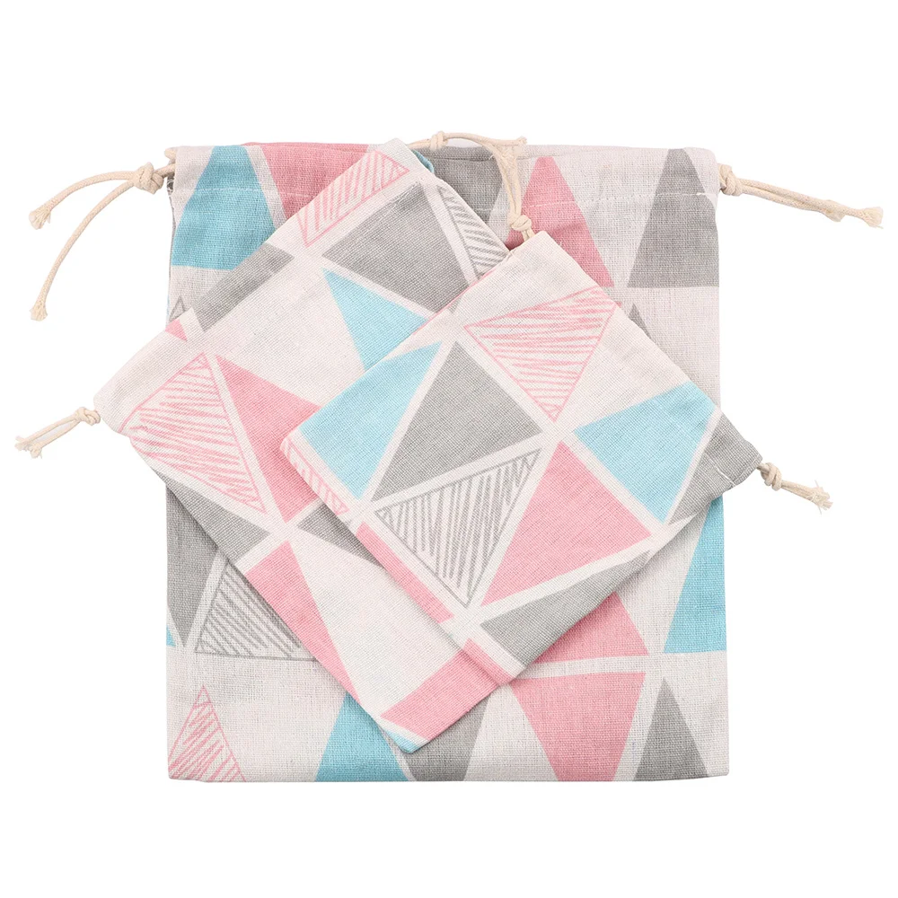 

Printed Fabric Cotton Travel Storage Bag Drawstring Tote Organizer Bag For Socks Underwear Toy Storage Bags Sundries Rope Pouch