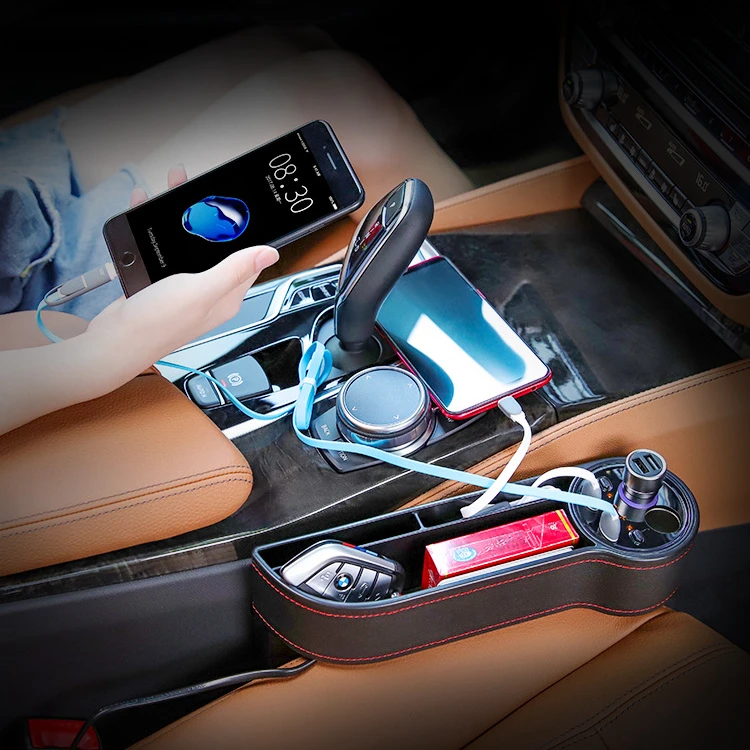 

Multi-functional Car Seat Gap Storage Box 12V Car Cigarette Lighter Plug Charge USB Socket Splitter Auto Seat Crevice Organizer