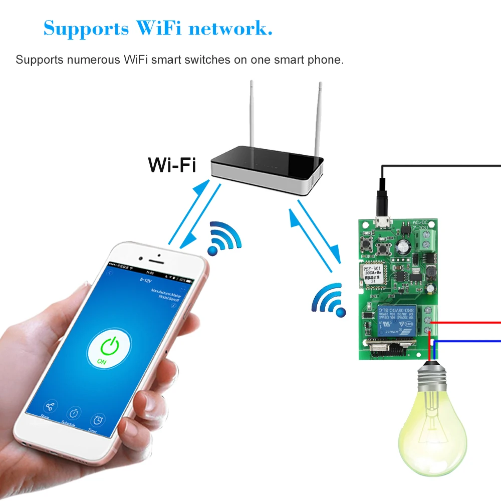 

RF 433Mhz Smart Wifi Switch USB DC5V 12V 24V 32V Wireless Module APP Remote Control Voice Timer Switch for Google Home