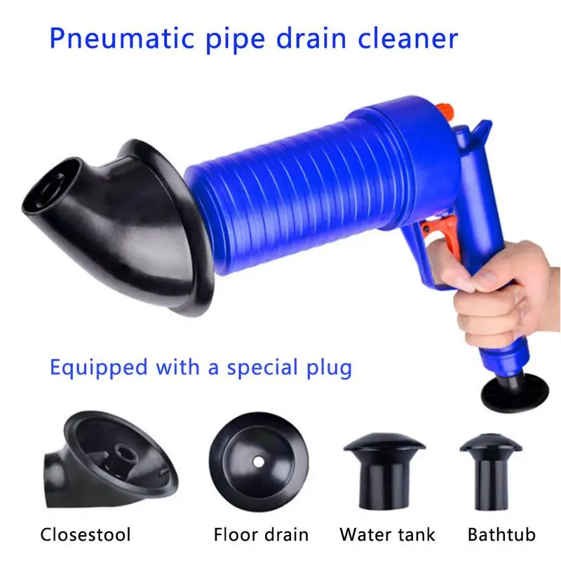 

High Pressure Air Drain Blaster Cleaner Sewer Pipe Dredging Device Pneumatic Type Toilet Kitchen Floor Drain Blaster With 4 Plug