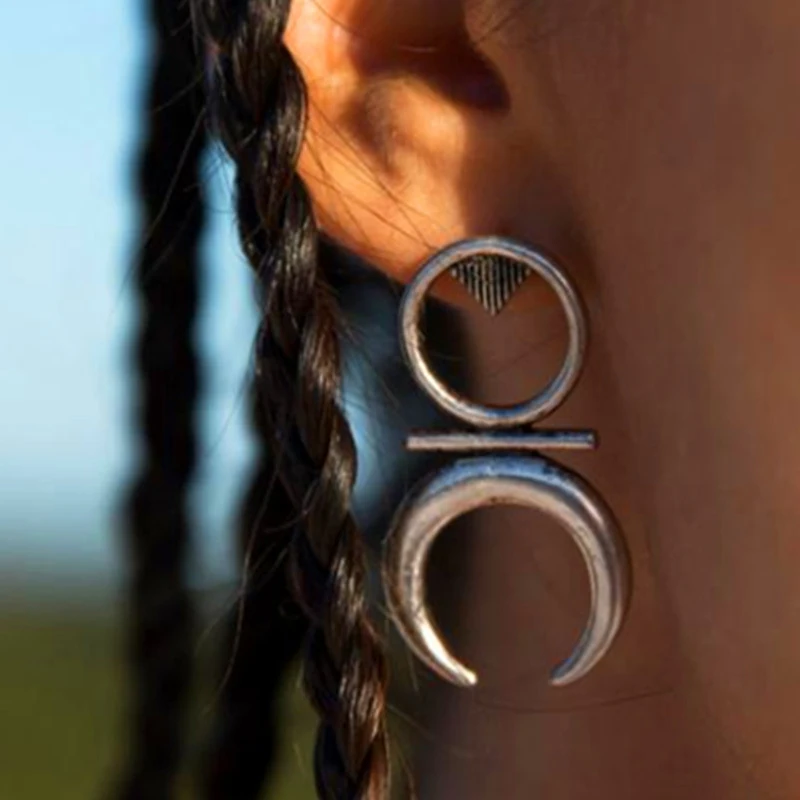

Fashion Jewelry Bohemian Style Hoop Earring For Women Gold/Silver Color crescent Hoop Earring Ethnic Accessories JN0219