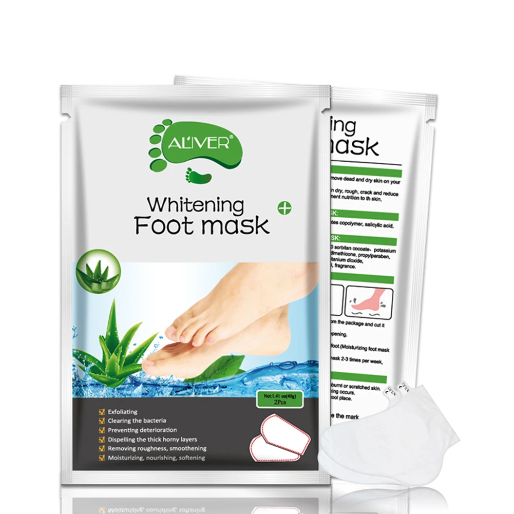 2 unids/par máscara de pie de Aloe exfoliante máscara de pie Eliminación de la piel muerta y hidratante blanqueamiento para los pies herramientas de cuidado TSLM2 2 unids/par máscara de pie de Aloe exfoliante máscara de pie Eliminación de la piel muerta y hidratante blanqueamiento para los pies herramientas de cuidado TSLM2