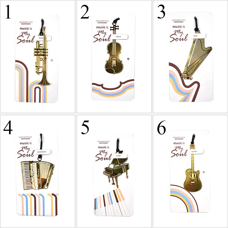 1 шт.. милые золотые металлические закладки для книг Kawaii Piano Guitar Trumpet Designs Book marks
